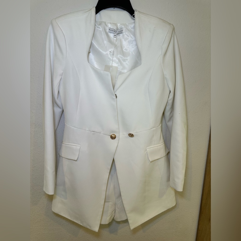 Endless Rose Cream Tailored Blazer with Gold Buttons